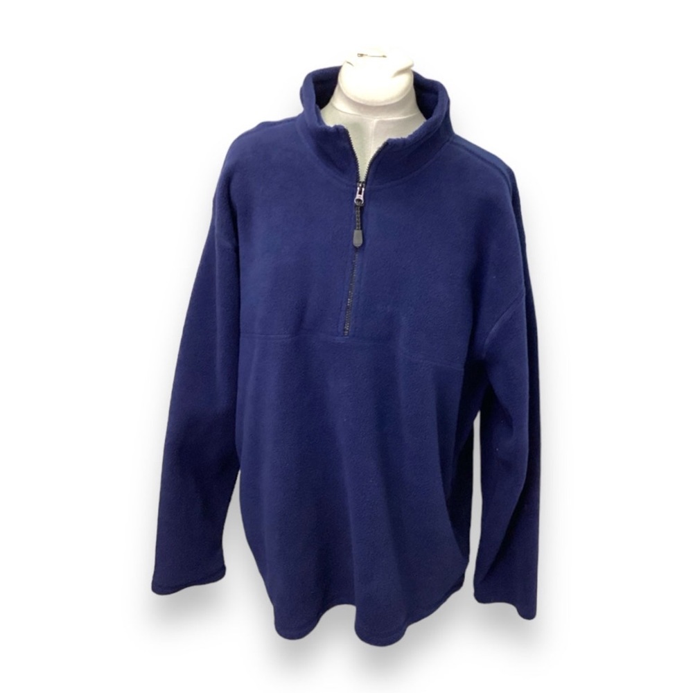 ProSpirit Mens Half Zip Long Sleeve Fleece Pullover, Blue, size XL